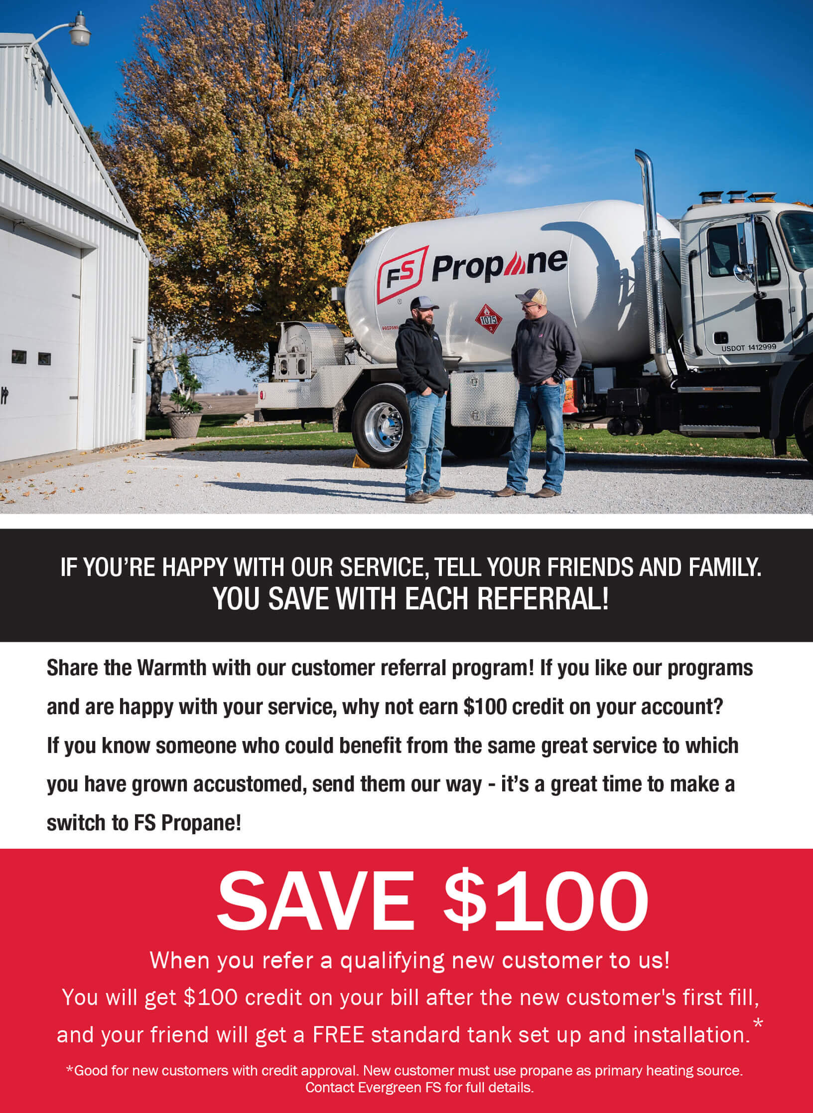 Image of a Propane Truck and a Propane Specialist Talking with a Customer